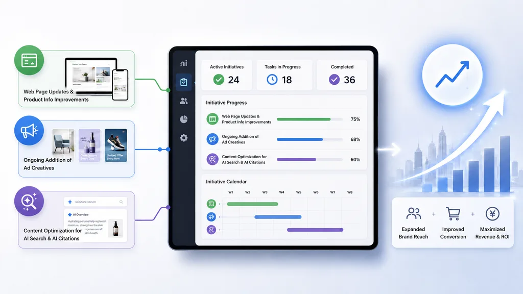 Dashboard for managing marketing actions and growth metrics
