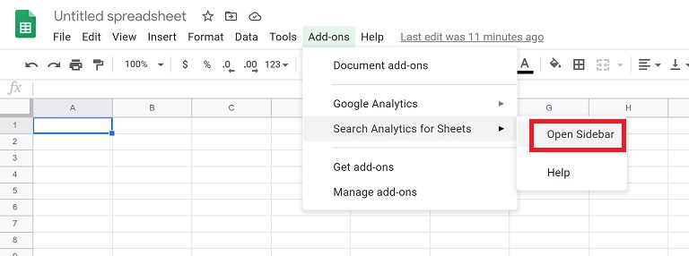 Search Analytics For Sheetsを開く