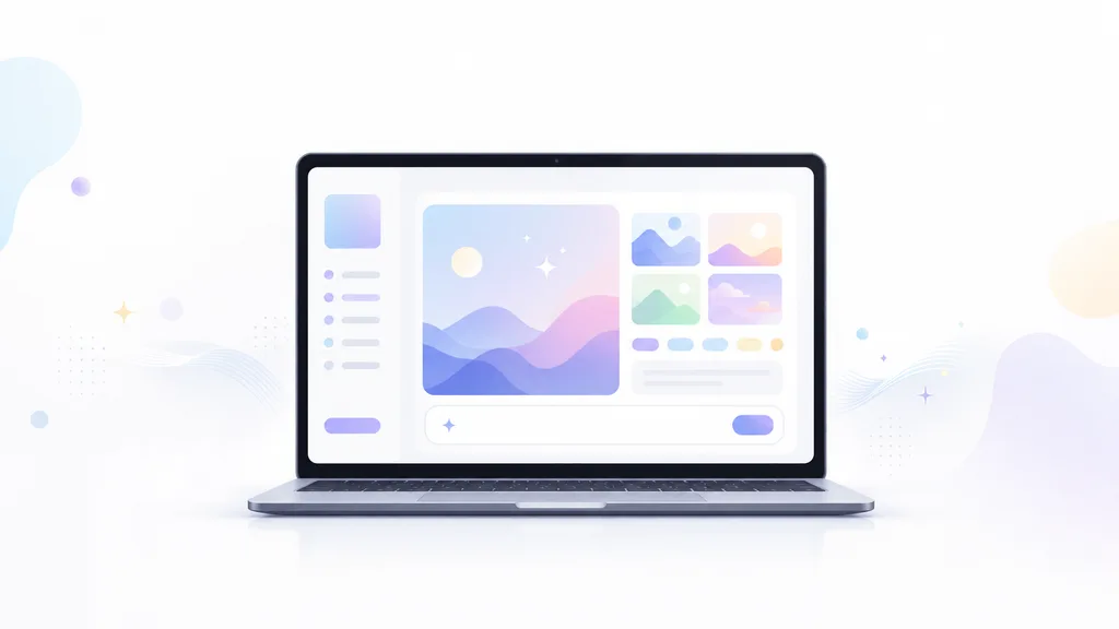 A blog featured image showing a laptop screen with an abstract AI image generation UI