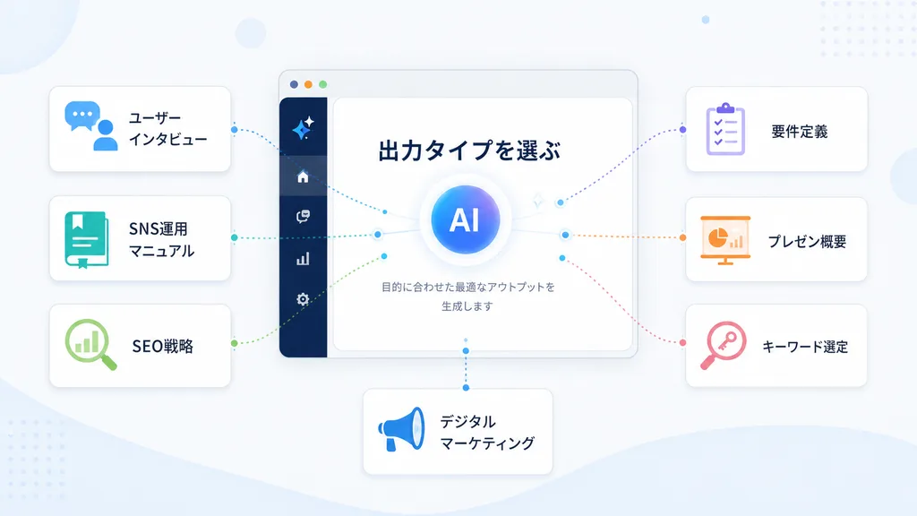 選べるAIアウトプットタイプの一覧