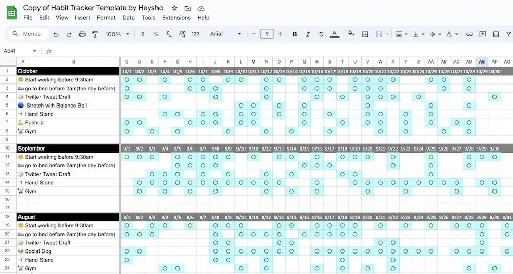 Free Habit Tracker Template